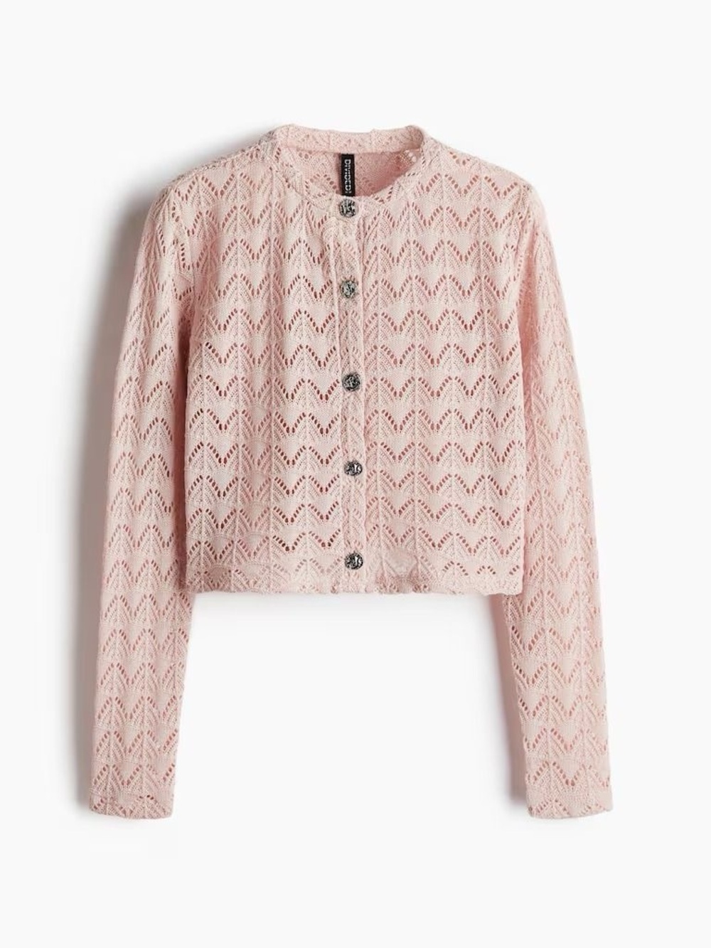 Divided by H&M M Women's Pink Knit Cardigan Jacket Pointelle